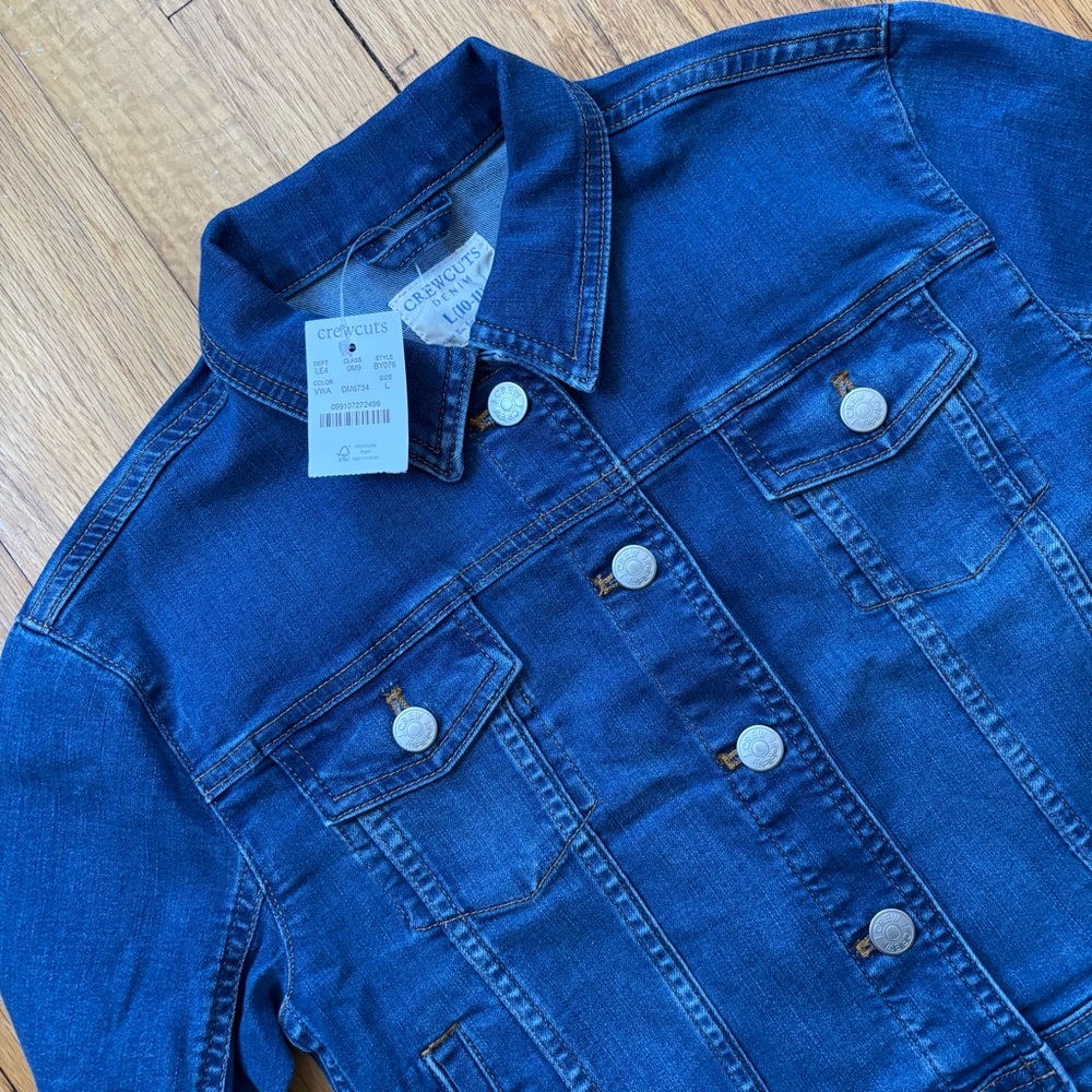 NWT Kids Girls JCrew Crewcuts Classic Blue Denim Jacket L 10/12